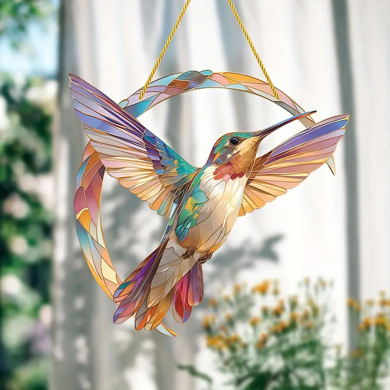 CelestiBird | Kolibrie Kristallen Zonnevanger - Elegante Hangende Raamdecoratie, Prisma Lichtvanger voor Huis & Tuin