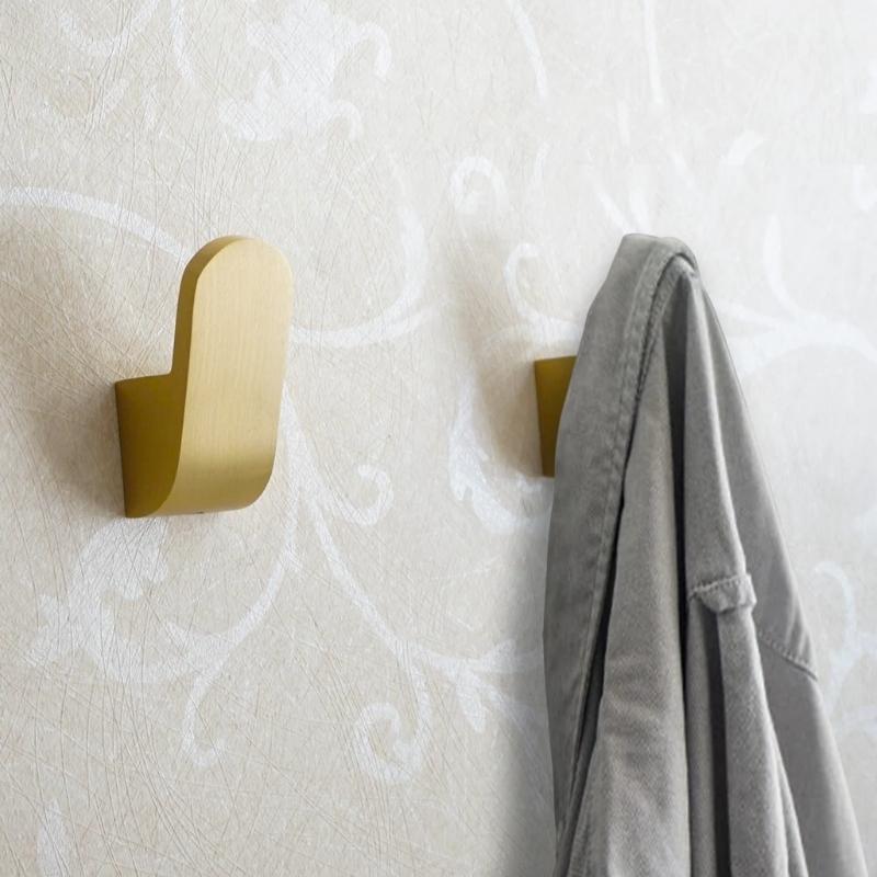 Goldure | Moderne goudkoperen wandhaak - elegante kleding-, handdoek- en badjashanger