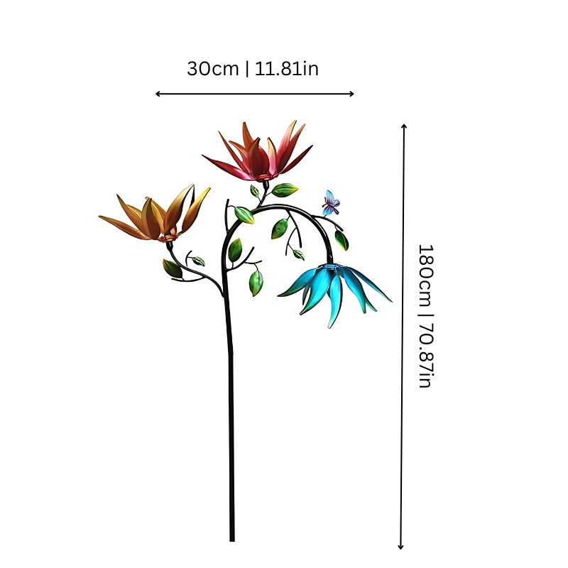 TwirlBloom | Multi-gekleurde metalen bloem & vlinder windspinner