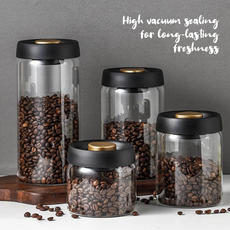 GlassLock | Vacuüm afgesloten glazen bewaarbak – Luchtdichte koffie-, thee- en voedselcontainer,
