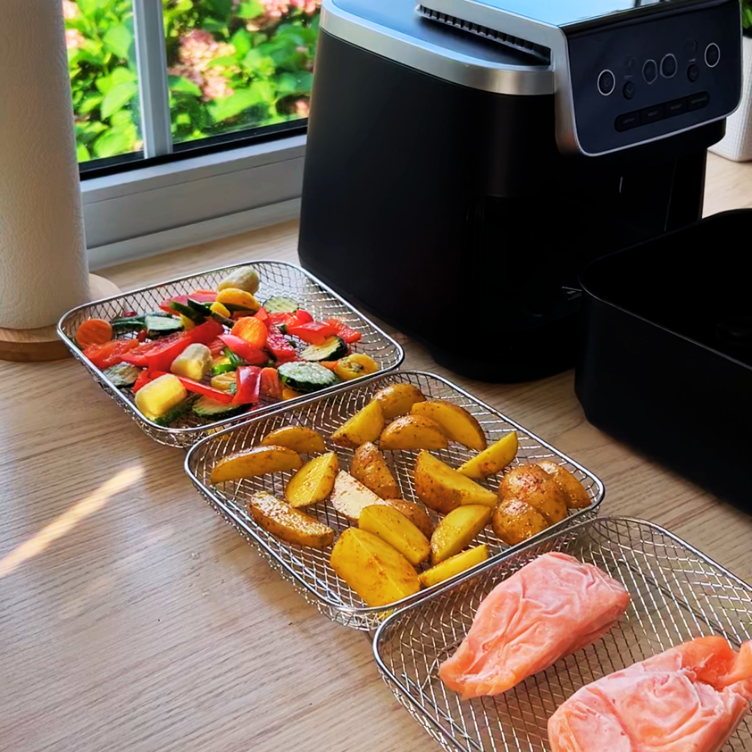 AirRack | Stapelbare Manden voor Luchtfriteuses - Ruimtebesparende Friteuse Accessoires