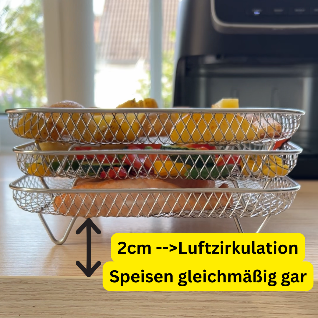 AirRack | Stapelbare Manden voor Luchtfriteuses - Ruimtebesparende Friteuse Accessoires