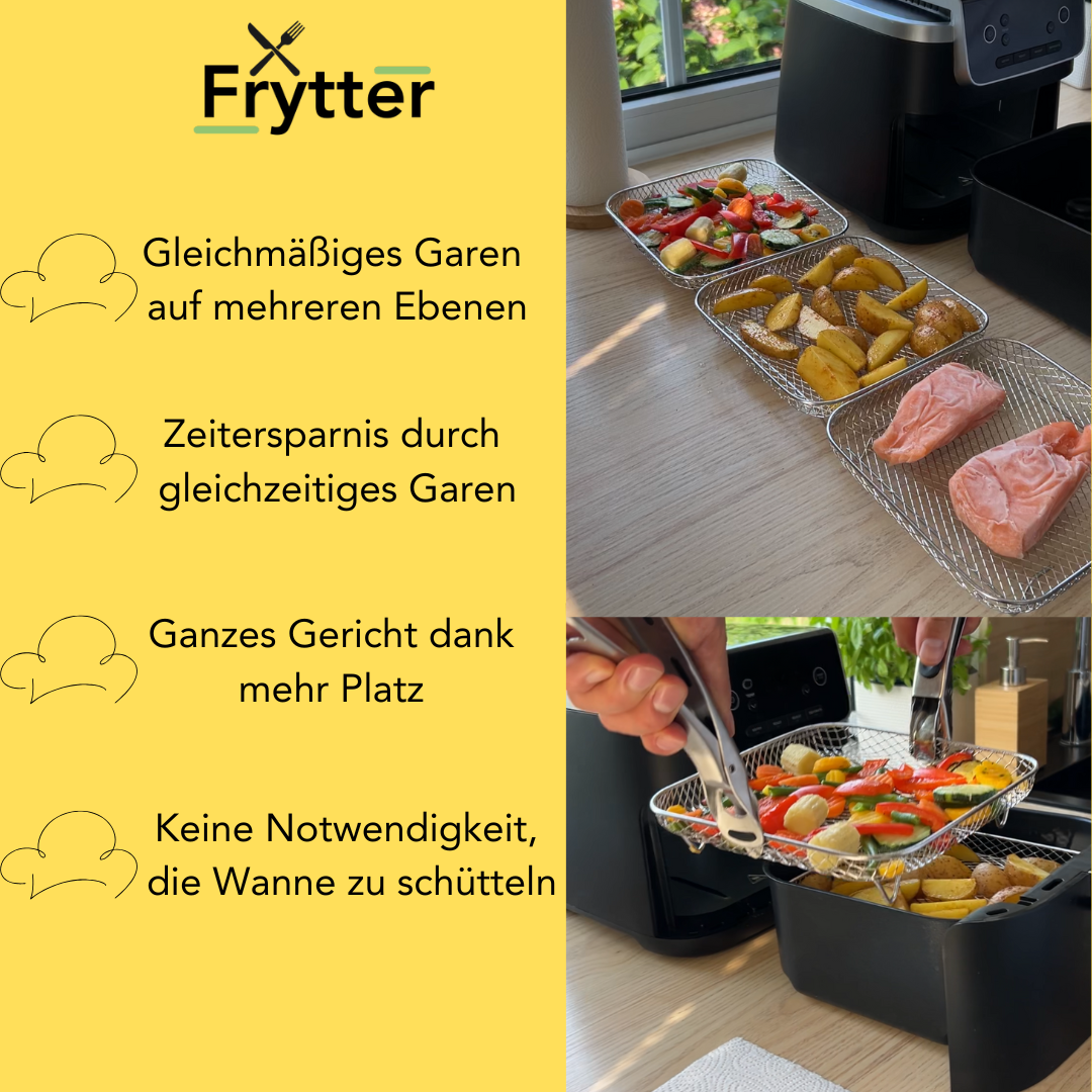 AirRack | Stapelbare Manden voor Luchtfriteuses - Ruimtebesparende Friteuse Accessoires