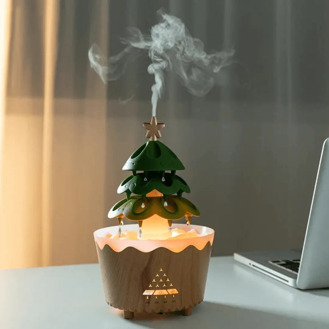 TreeZen | Kerstboom-aromaverstuiver – USB-aromatherapie-luchtbevochtiger met feestelijk ontwerp