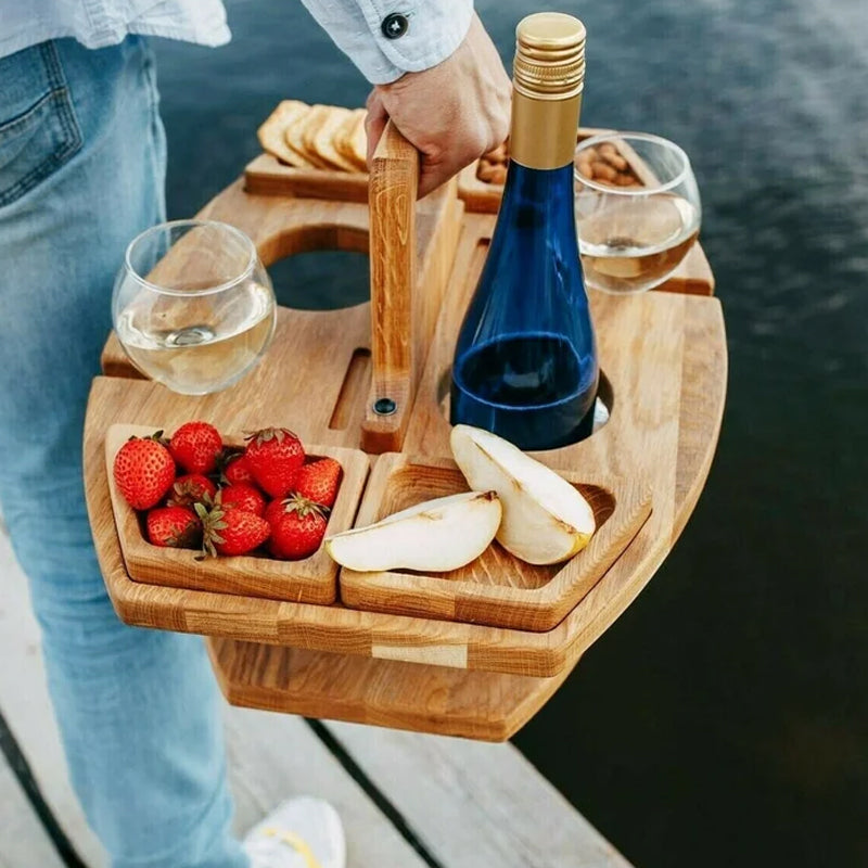 SipBoard | Draagbare houten picknick wijntafel - duurzaam en compact voor buiten tafelen
