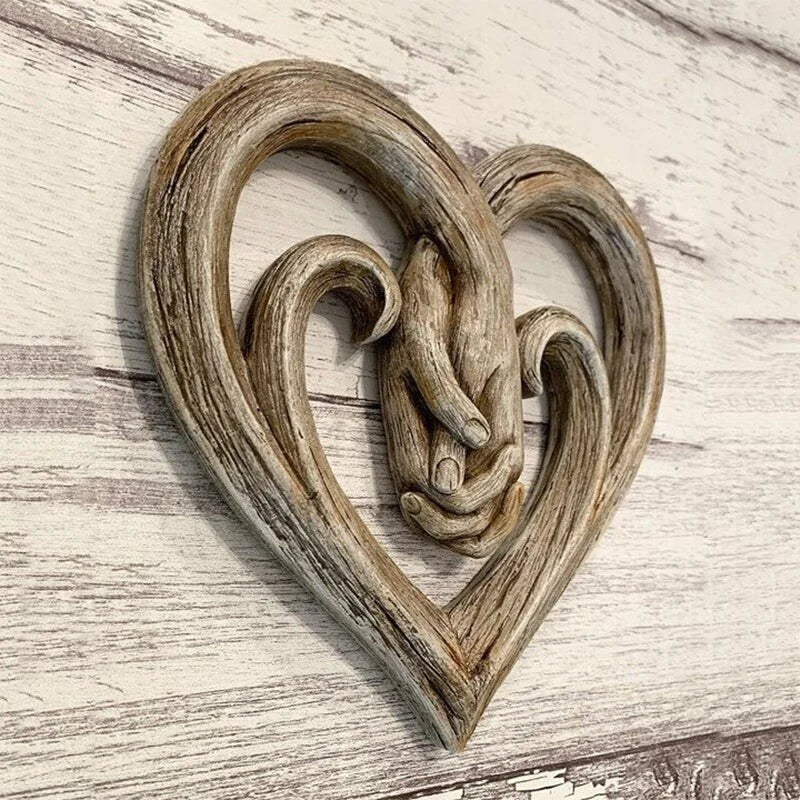 TimberHeart | Handgemaakte houten wanddecoratie in hartvorm – Rustieke woondecoratie, boerderijstijl