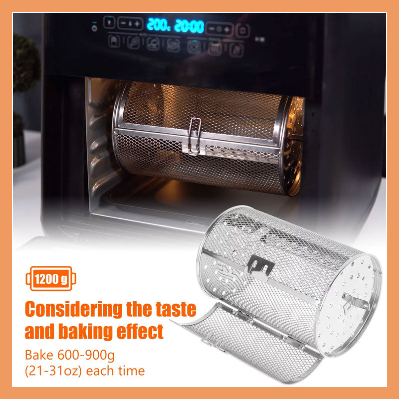 Rotissa | Roestvrijstalen draaibare grill – 360° Airfryer-accessoire voor noten, groenten, vlees en snacks