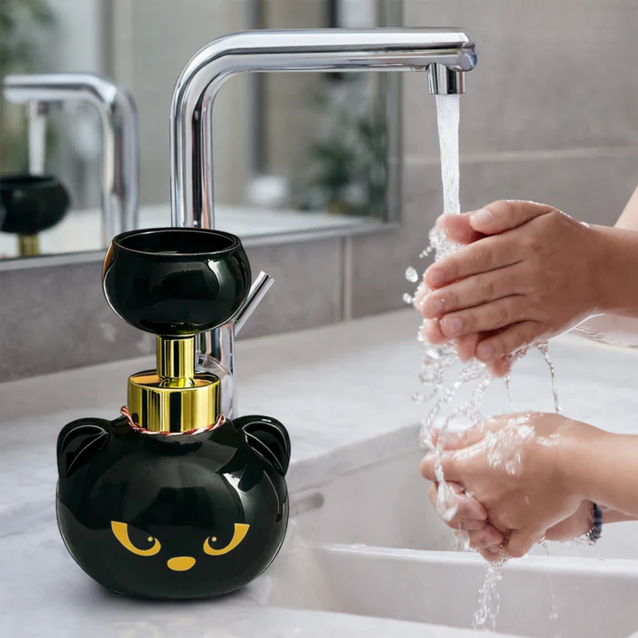 PawSuds | Kattenpoot Zeepdispenser – Navulbare Schuimende Handzeep, Schattig Kattenontwerp