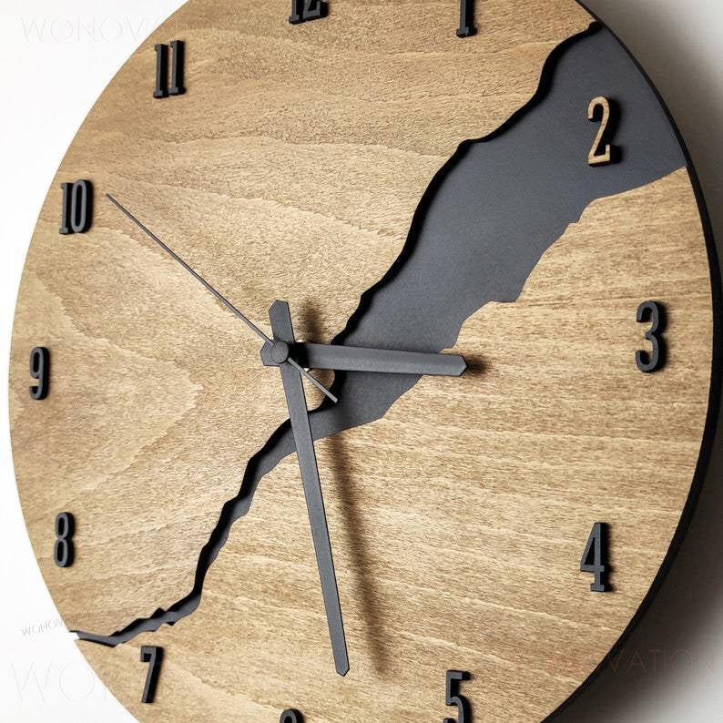 RusticTime | Nordic Gebarsten houten wandklok