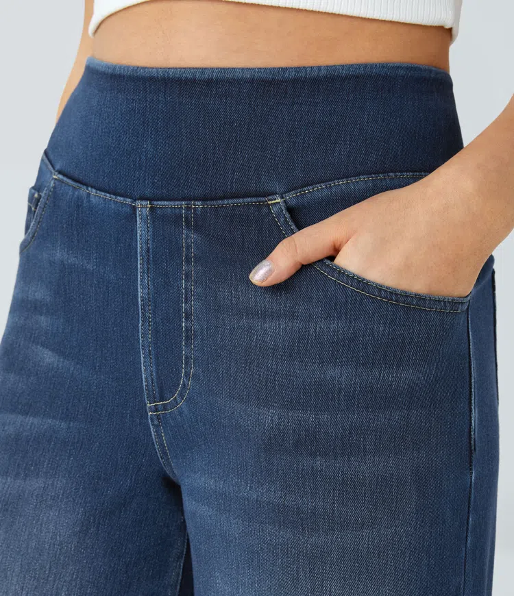 Rexina | Dames high-waisted wijde jeans – Comfortabele stretchdenim, trendy losvallende casual broek