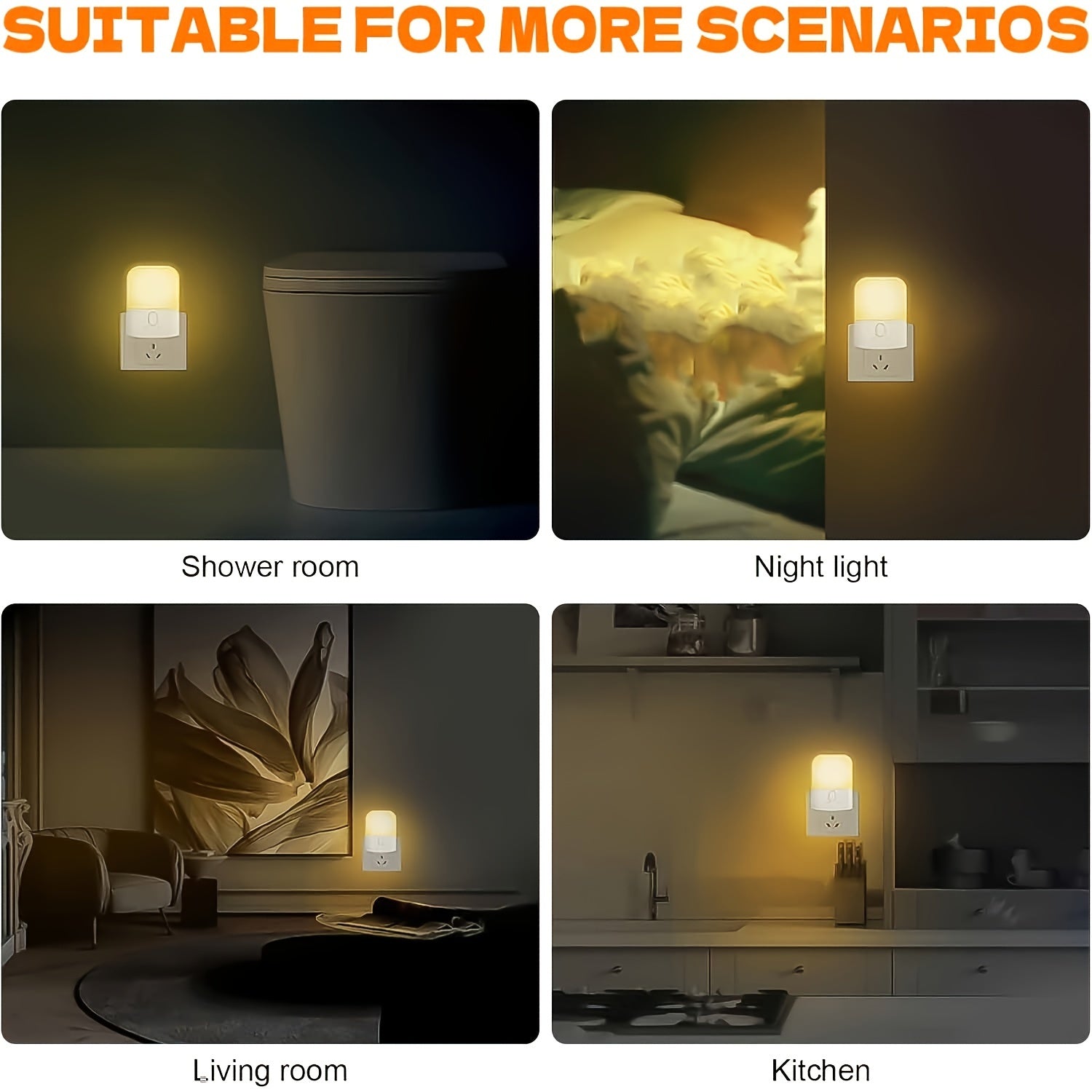NightGlow | Plug-in LED nachtlampje, Mini warm wit licht met instelbare helderheid