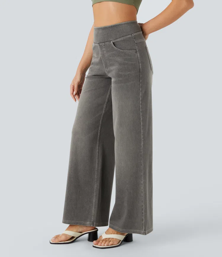 Rexina | Dames high-waisted wijde jeans – Comfortabele stretchdenim, trendy losvallende casual broek
