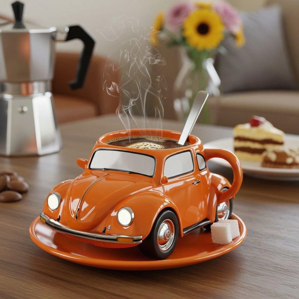 BeetleCup | Beetle Car keramische koffiemok – Unieke 3D-thee- en koffiemok in de vorm van een auto
