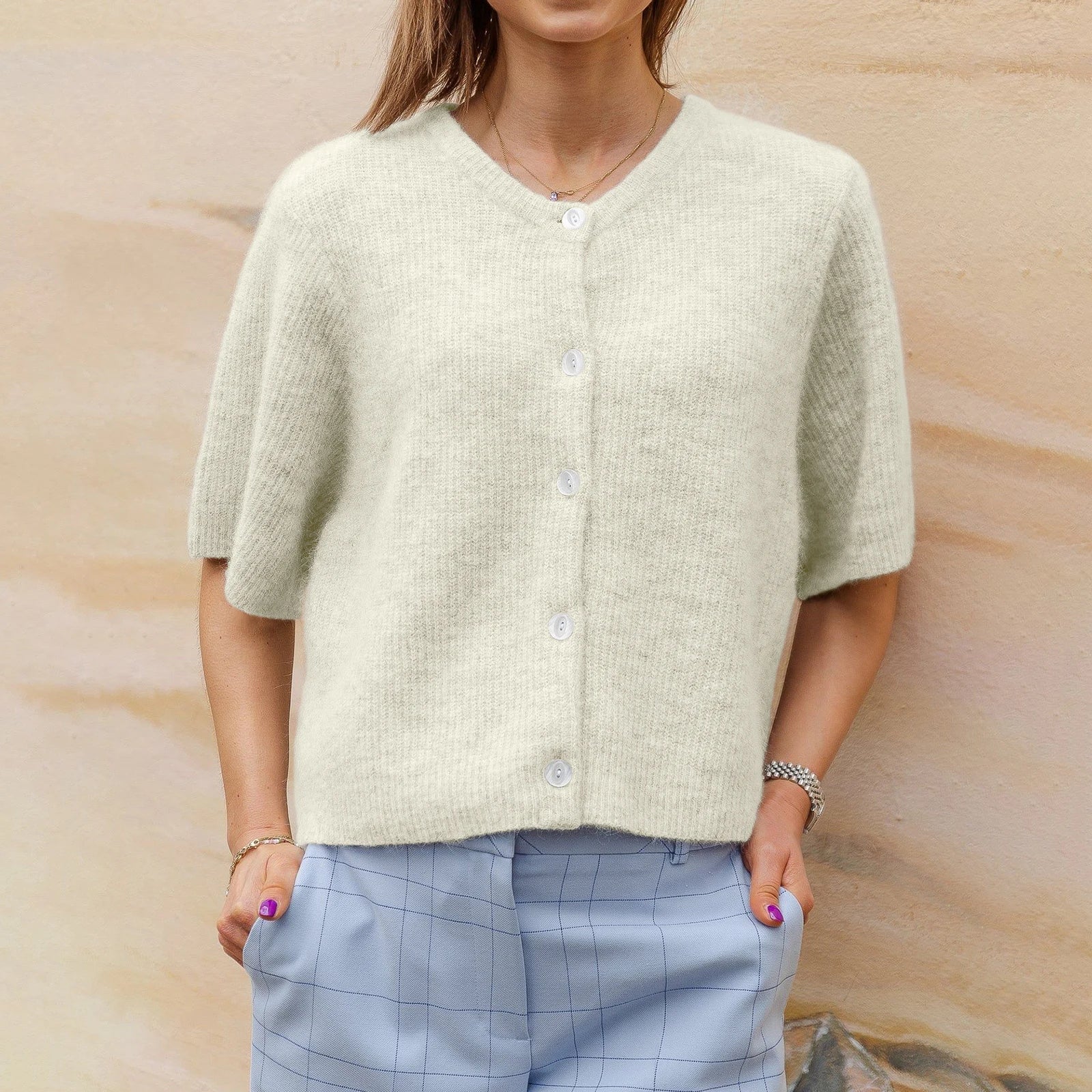 Zylenna | Cardigan met Korte Mouwen – Lichtgewicht Gebreide Top, Voor Casual & Smart-Casual