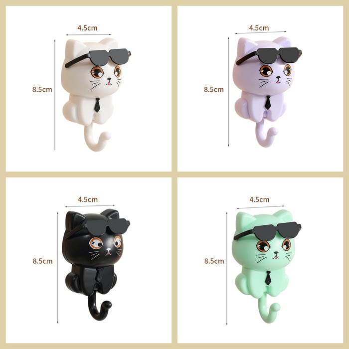 PurrPeek | Grillige Kat Sleutelhanger - Cartoon Glurende Kat Muurhaak voor Sleutels & Accessoires