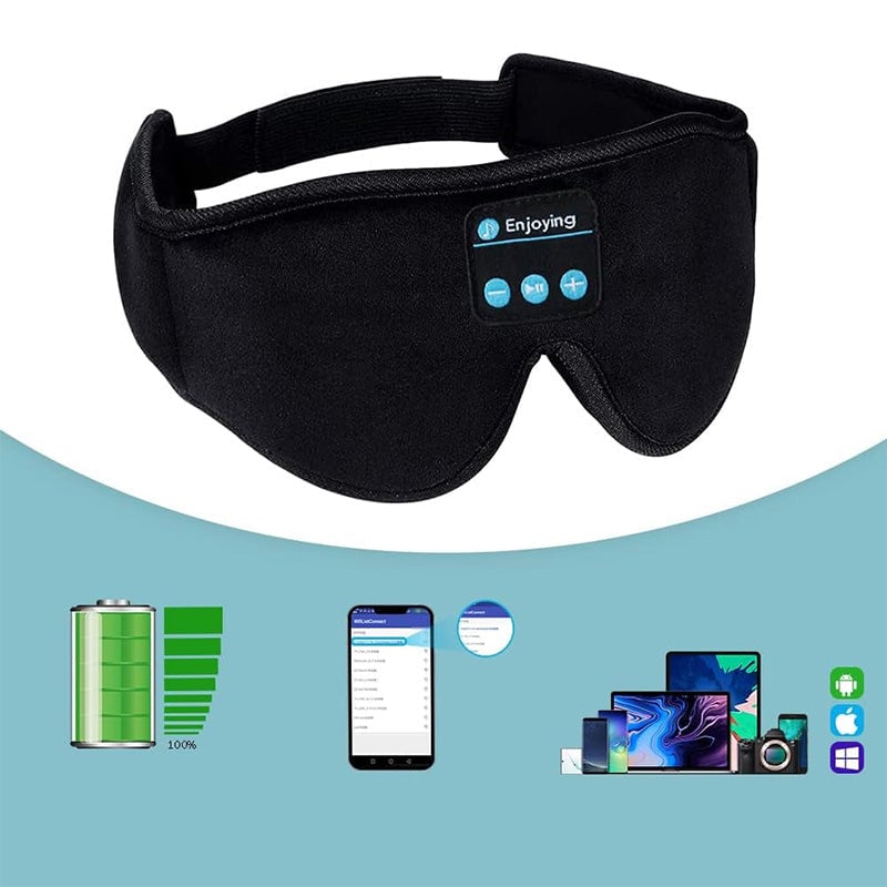 SleepTune | Bluetooth Muziek Slaapmasker – Zacht Geheugenschuim, Lichtdicht