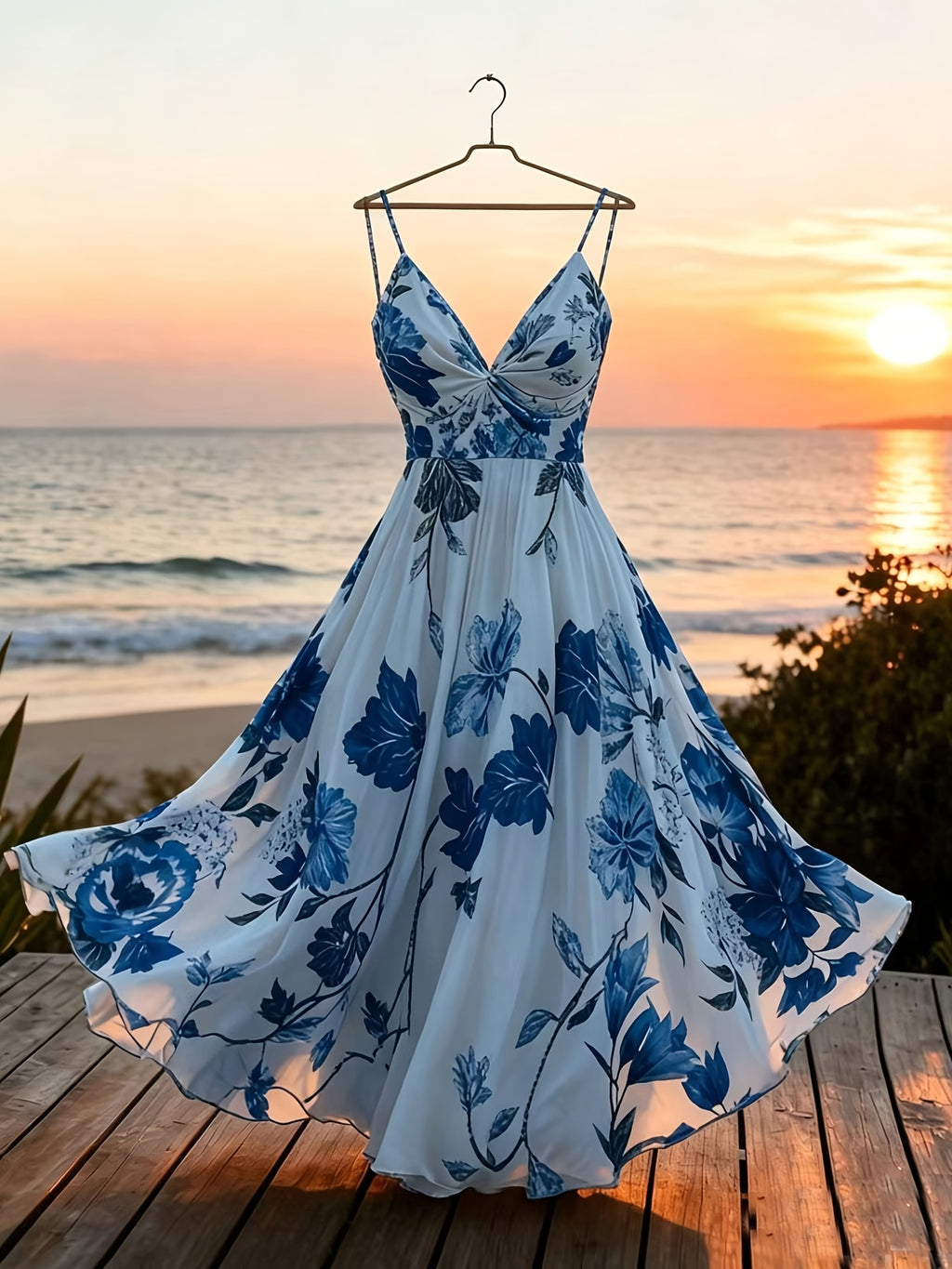 Greya | Zomerjurk voor dames – Midi-jurk met bloemenprint, mouwloos, voor op het strand