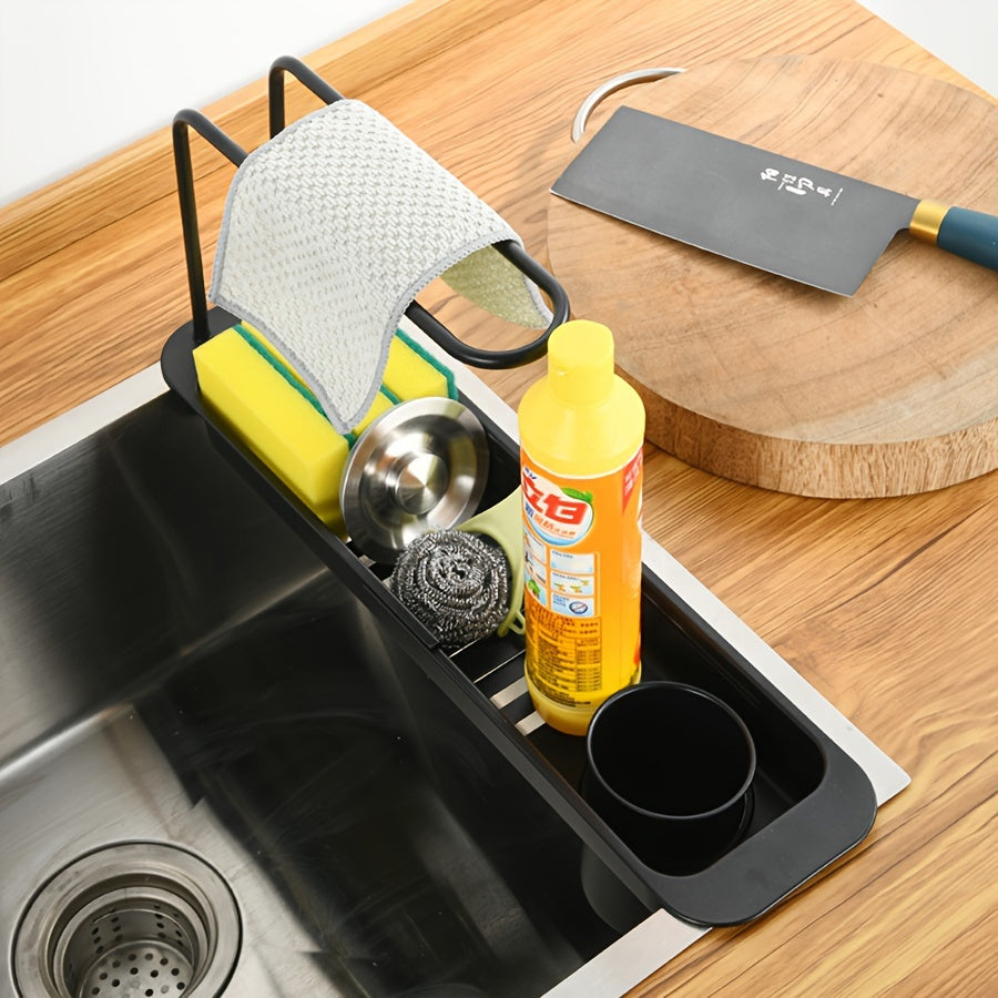SinkSaver | Verstelbare roestvrij stalen keuken gootsteen organiser - Ruimtebesparende opslag voor sponzen