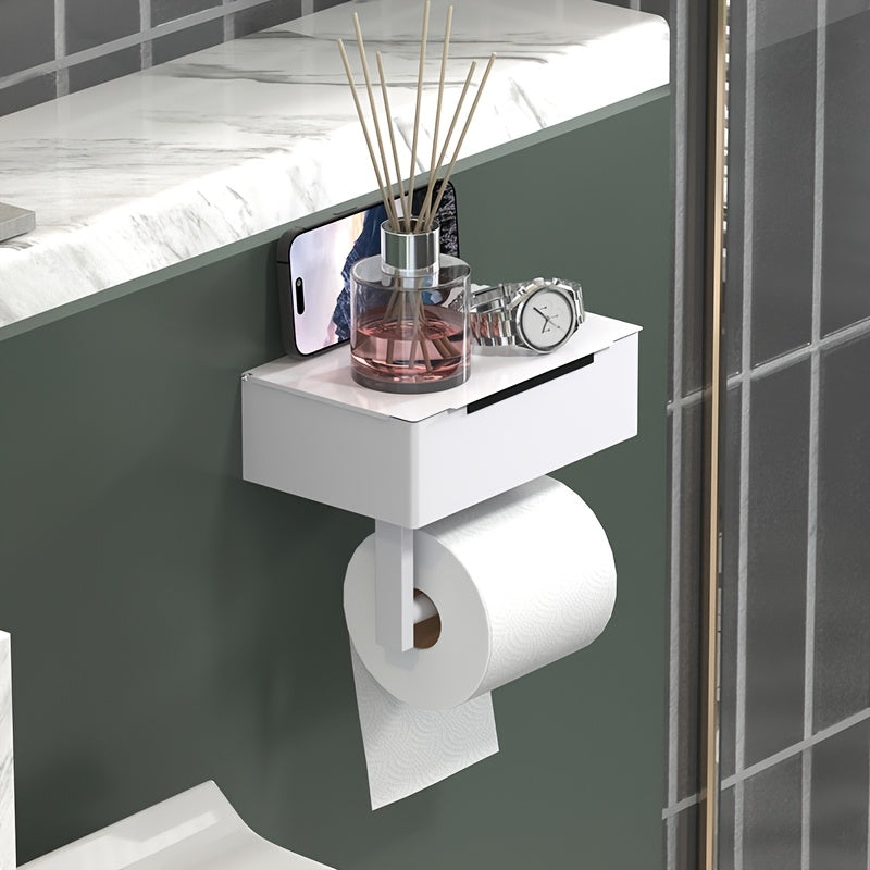 NeatHold | Moderne wandgemonteerde toiletrolhouder met opbergdoos voor doekjes en badkamerbenodigdheden