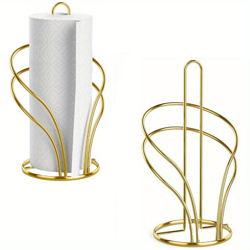 TissueLuxe | Luxe gouden servetten- en tissuehouder met stabiele verzwaarde voet – vrijstaande organizer voor keuken en badkamer