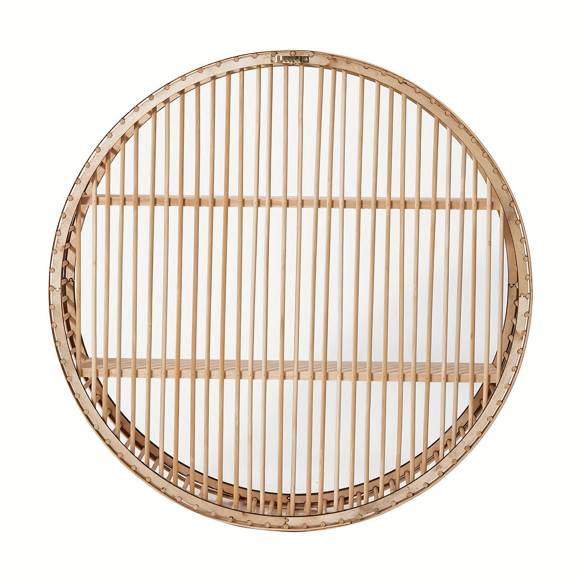 VibeNook | Boho handgemaakte bamboe wandplanken - Zwevende ronde plank