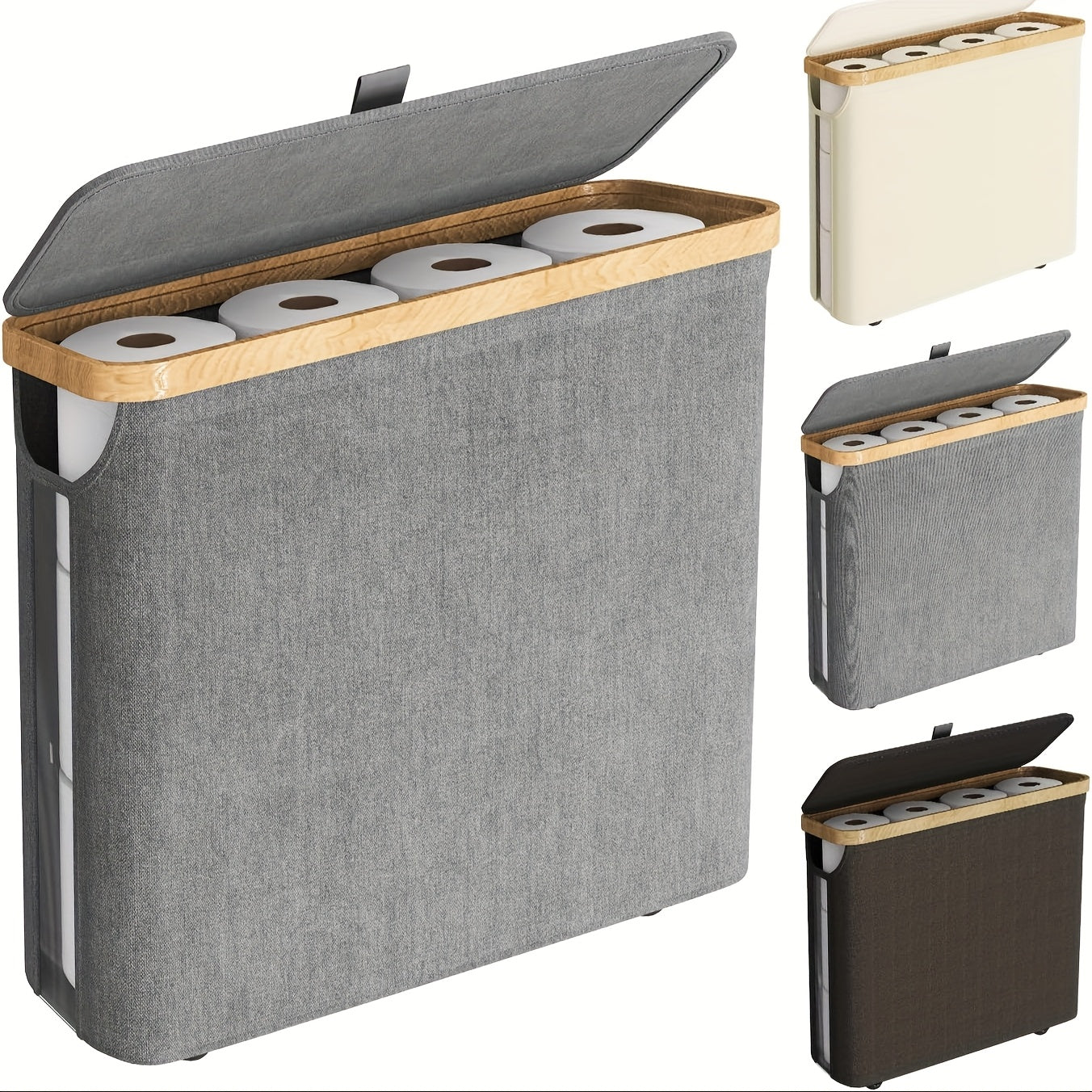 RollStash | Toiletpapiermand met deksel – houder voor maximaal 12 rollen, organizer voor badkamer en slaapkamer