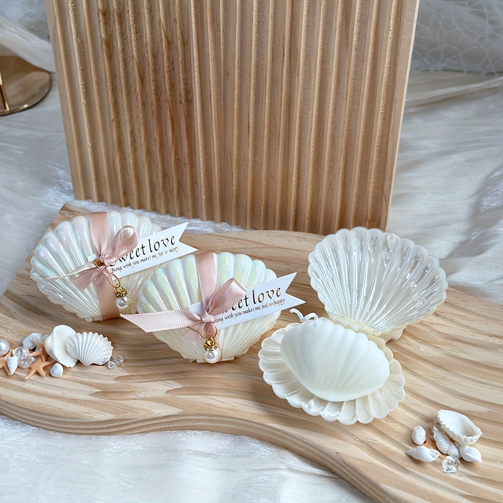 Pearlaura | 10-delige Schelp Sojawas Kaarsenset - Freesia Geurend, Parel & Roze Lint Favors