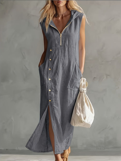 Calyren | Dames Zomerjurk met Capuchon – Casual Losvallende Lichtgewicht Zwierige Jurk