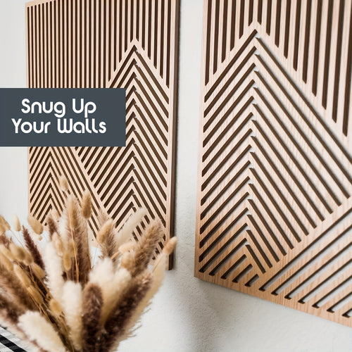 BohoPeaks | Houten Berg Muurkunst - Minimalistische Houten Panelen, Wanddecoratie