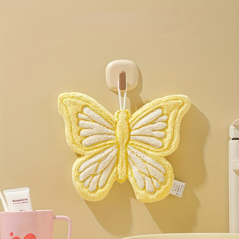 CozeFly | Butterfly-handdoek van coral fleece om op te hangen, dik, zacht, sneldrogend