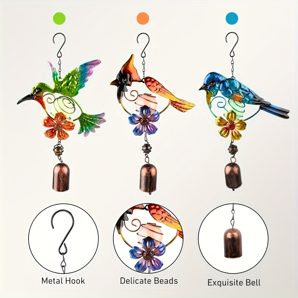 WingChime | Metalen Kolibrie Windgong voor Buiten, Tuindecoratie, Kleurrijke Veren Hangornament