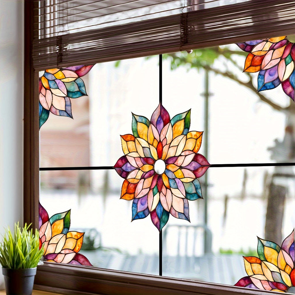 VitraBloom | Mandala Bloemen Raamsticker – Herbruikbare Statische Glasfolie