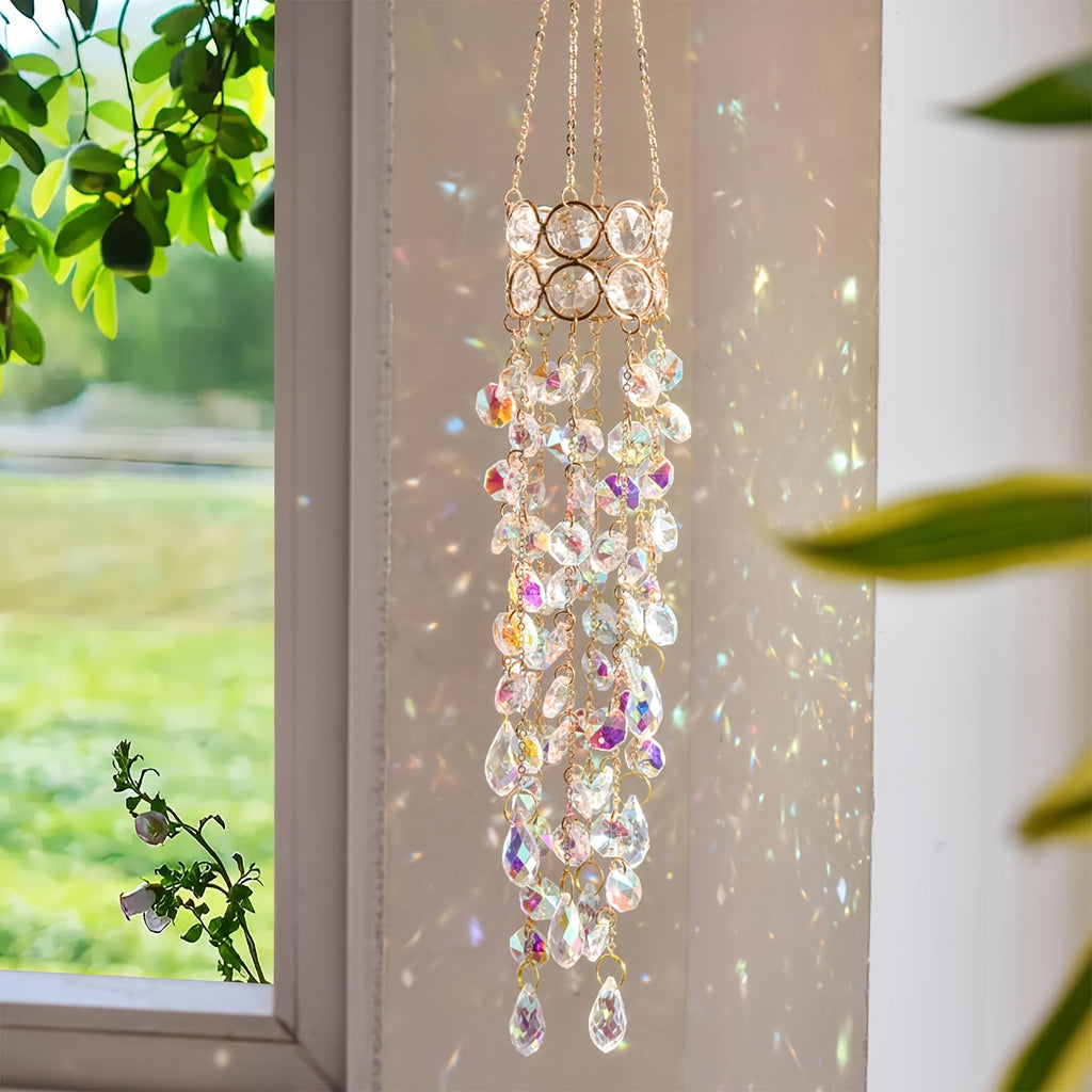 SunPrism | Kristallen Zonnevanger Raamhanger, Verguld Prisma Suncatcher, Regenbooglicht Maker