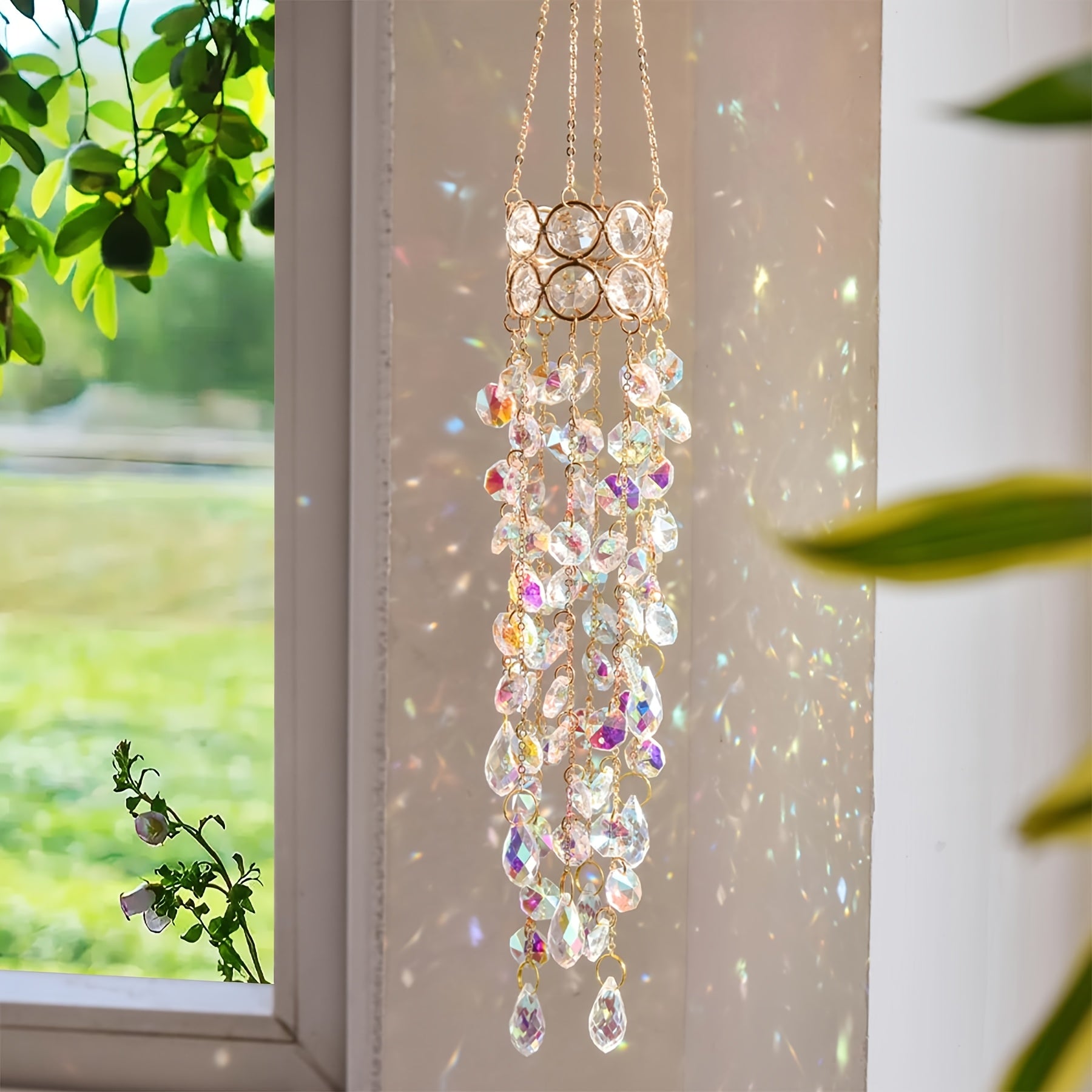 SunPrism | Kristallen Zonnevanger Raamhanger, Verguld Prisma Suncatcher, Regenbooglicht Maker