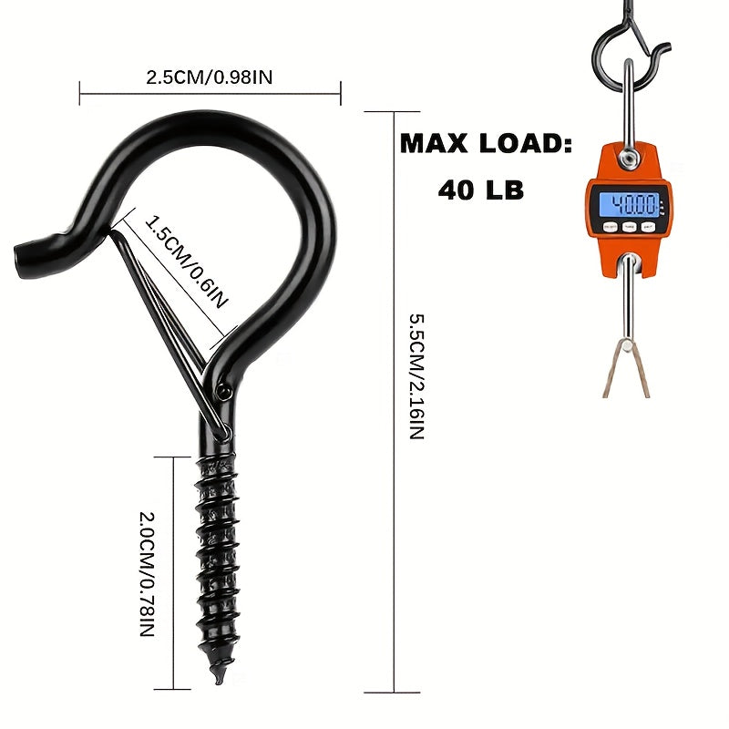 LockHook | Zware Q-haken met veiligheidsslot - Gemakkelijk los te maken ophanghaken voor lampen, windgongs, vogelvoederhuisjes