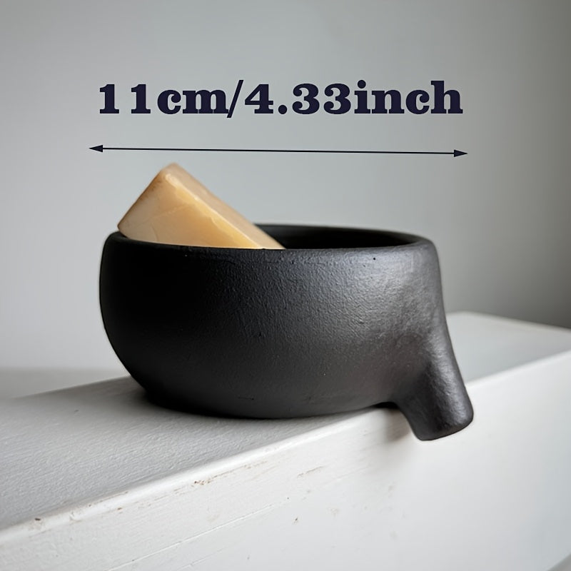 DripLux | Elegante zwarte zeepbakje van kunsthars met afvoer – Modern minimalistisch badkameraccessoire