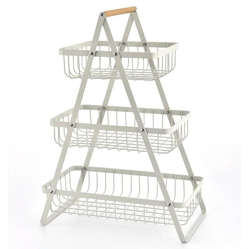 StackBasket | Ruime fruitmand met 2 lagen – Stijlvolle metalen standaard voor opslag in de keuken