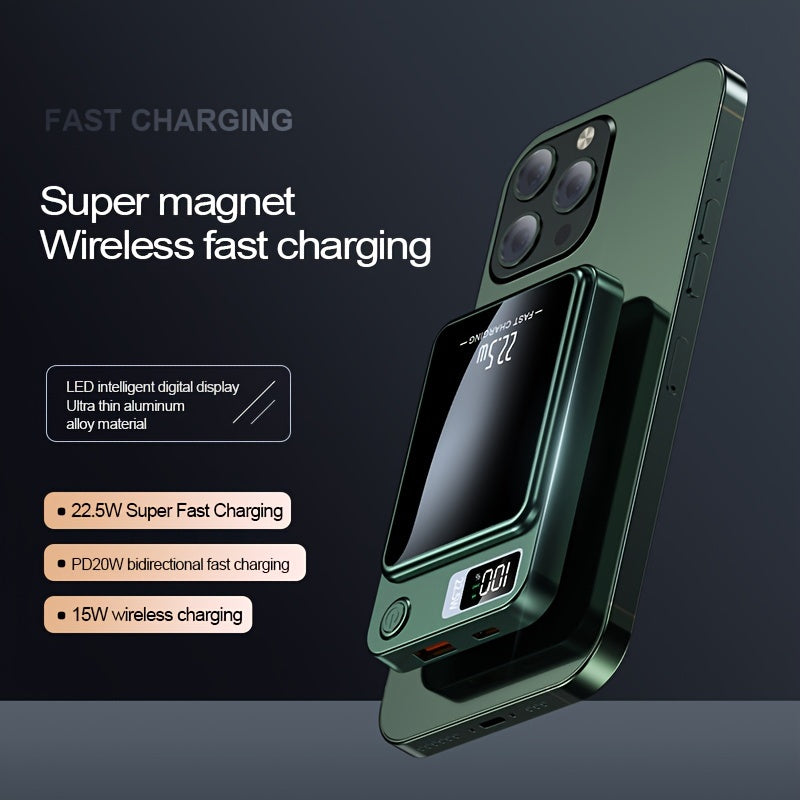 VoltMag | 10000 mAh draagbare powerbank – ultradun magnetisch draadloos opladen