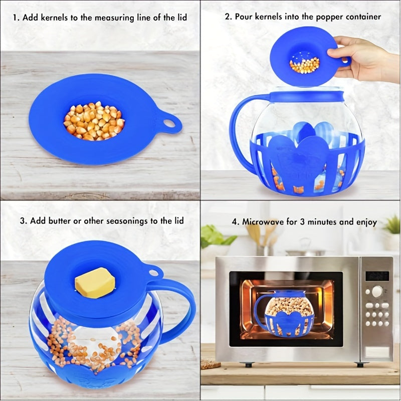 PopVault | Magnetron popcornmaker kom – eenvoudig schoon te maken popcornpopper met multifunctioneel deksel