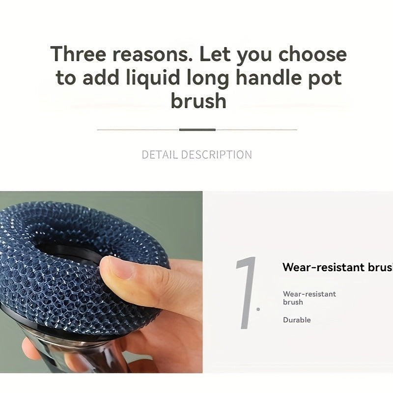 ScrubBuddy | Potschuurspons met handvat en vloeistofdispenser – Multifunctionele keukenborstel