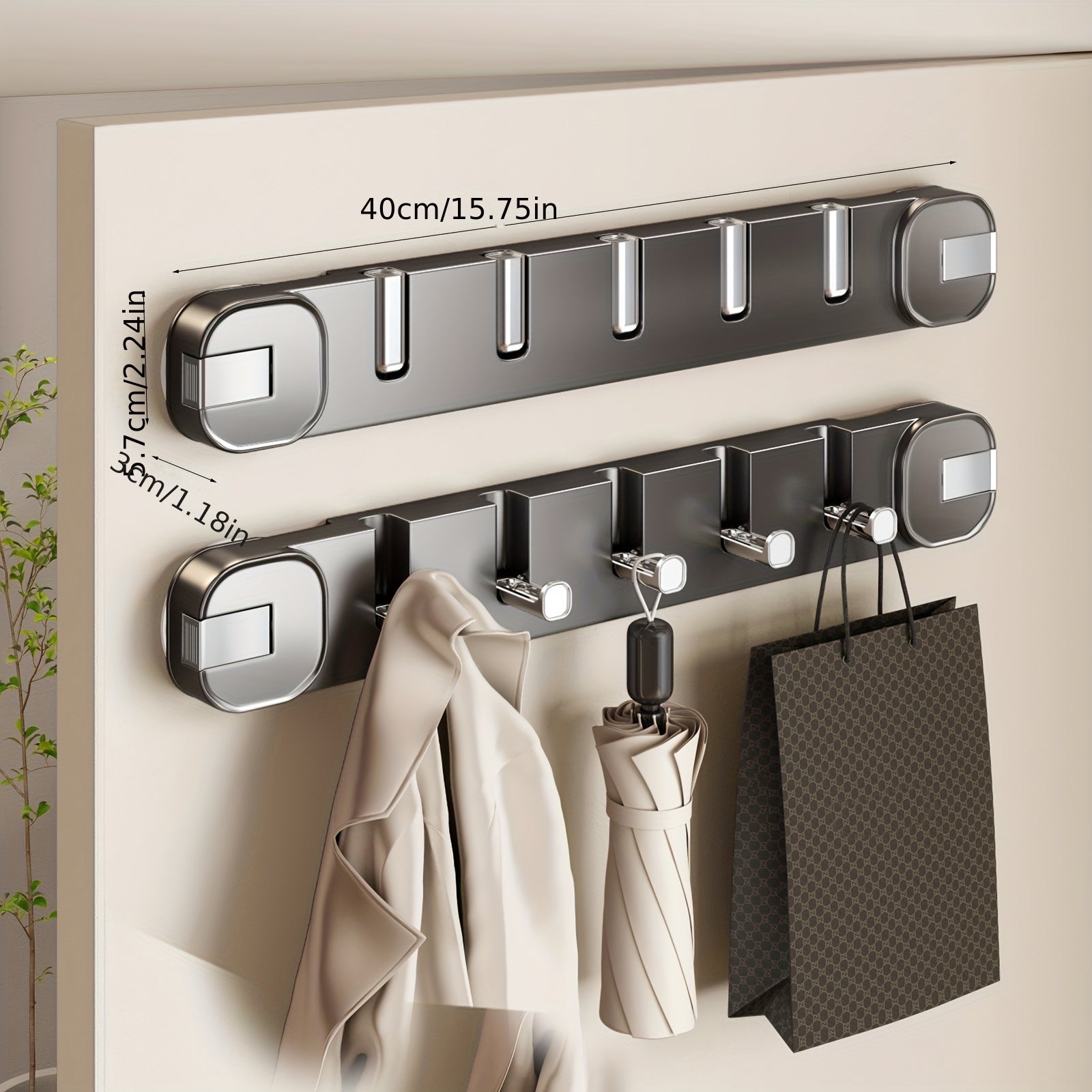 ModiHook | Zelfklevende zuignapwandhaken zonder boren – Verborgen rek met 5 haken