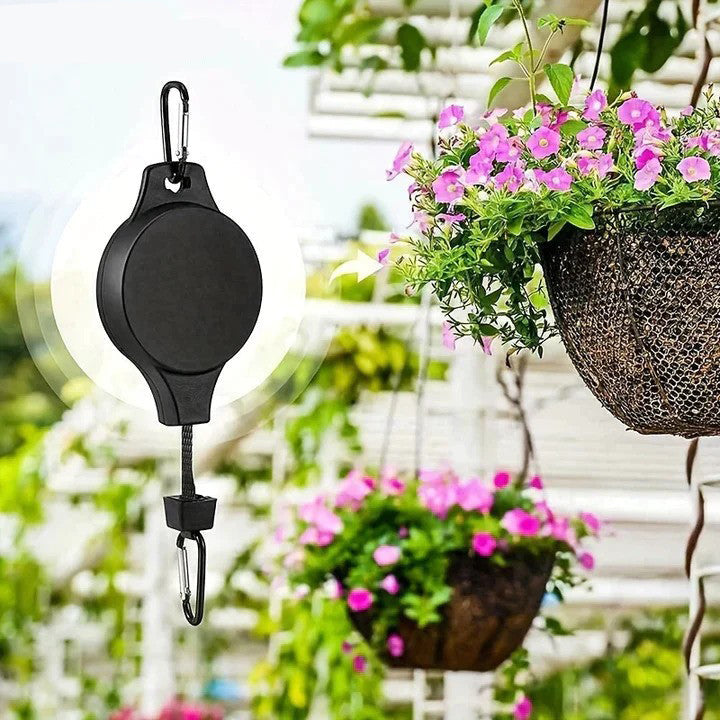 VinePull | Intrekbare plantenhanger - Verstelbare haak voor het ophangen van manden, plafondkatrol voor de tuin
