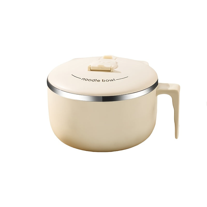 Bowluxe | 1300 ml roestvrijstalen noedelkom met deksel – geïsoleerde soep- en voedselcontainer