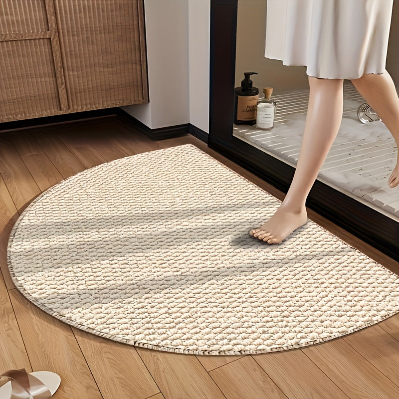 SabiStep | Wabi-Sabi Antislip Halfronde Badmat – Boho Stijl Vloerkleed, Huismat voor Binnen & Buite