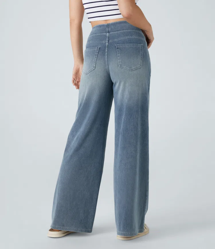 Rexina | Dames high-waisted wijde jeans – Comfortabele stretchdenim, trendy losvallende casual broek
