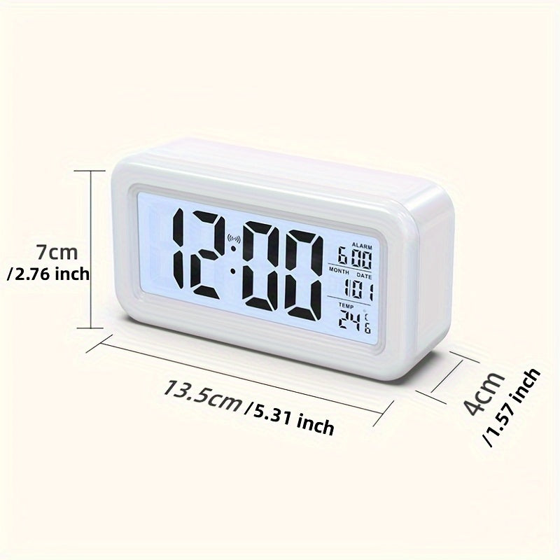 Digitone | Slanke LCD digitale wekker – Compacte batterijgevoede bureau- en nachtkastklok