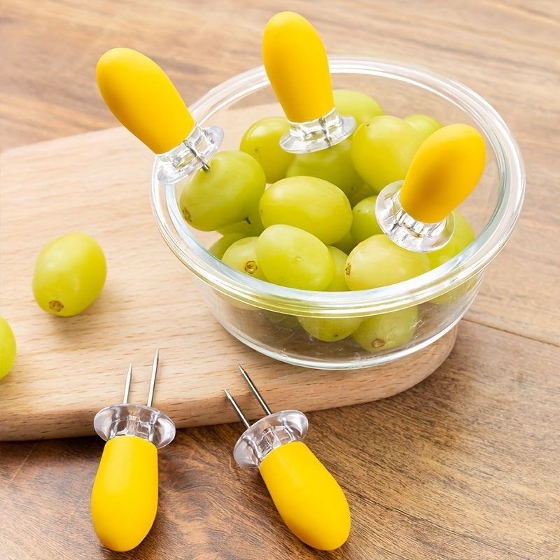 CornGrip | RVS Maïsvork met Ergonomisch Handvat – Duurzame, Voedselveilige BBQ- en Fruitsatépen