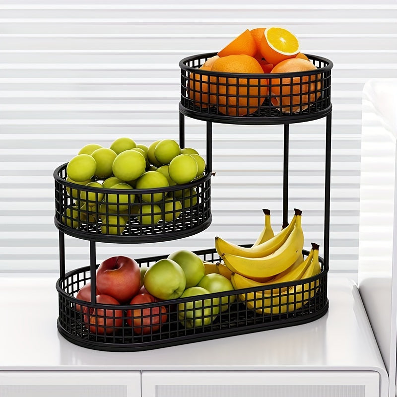 GrandNest | Metalen fruitmand met meerdere etages - grote snackhouder voor keuken en koffietafel