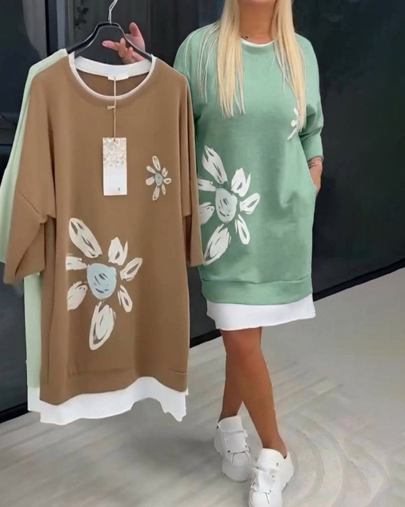 Arlira | Casual Jurk – 3/4 Mouwen, 2-Lagen Design, Comfortabel & Stijlvol