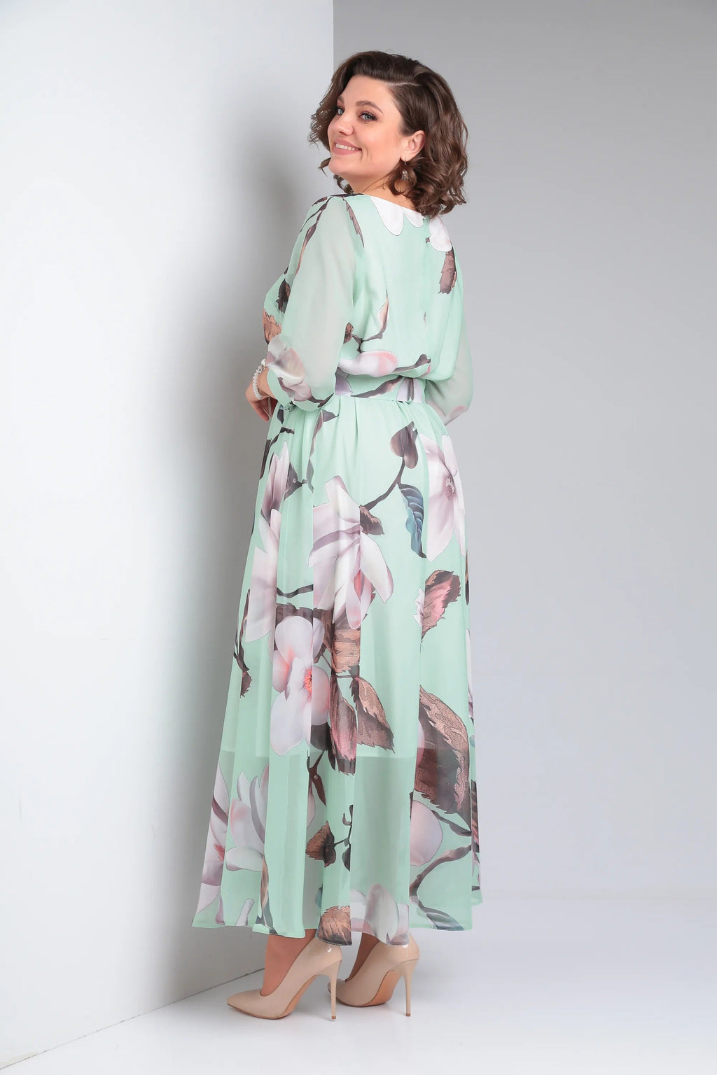 Zelyn | Bloemen maxi-jurk voor dames – elegante A-lijn lange jurk met ceintuur